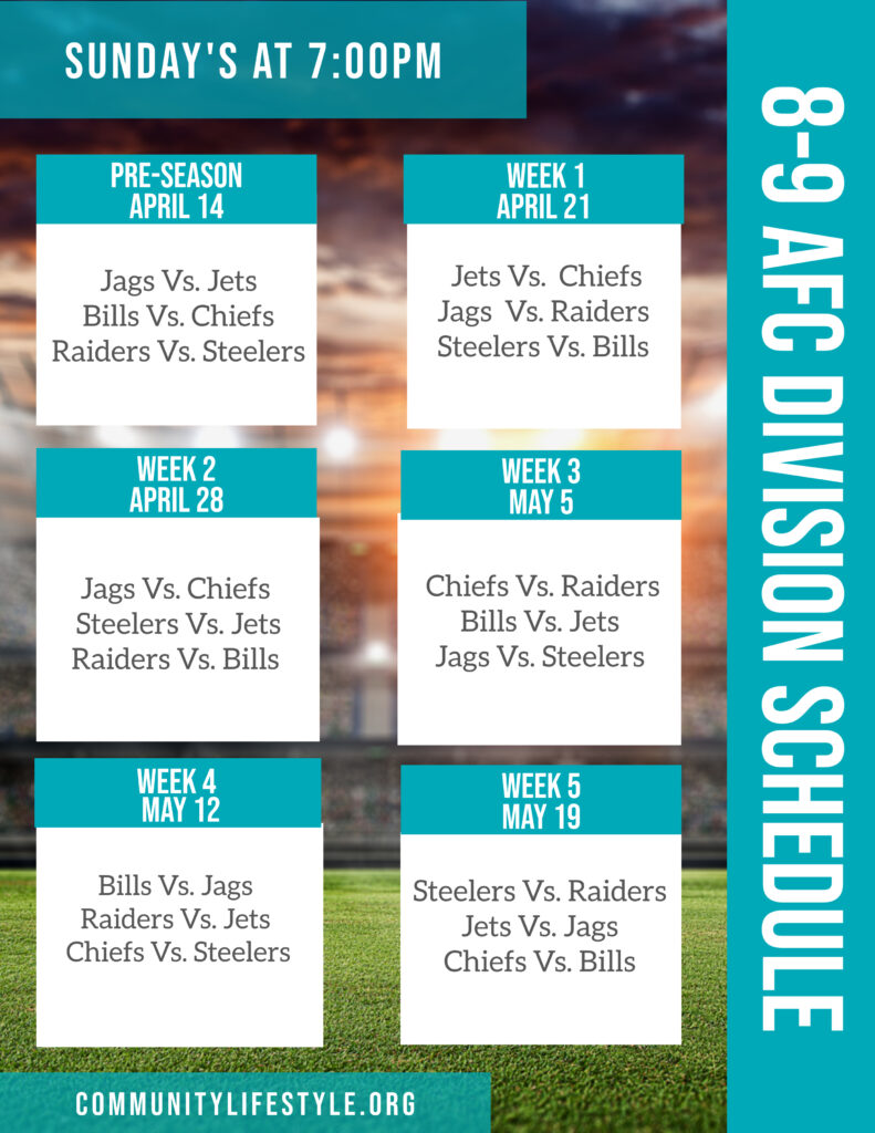 8-9 AFC Division Schedule Flyer