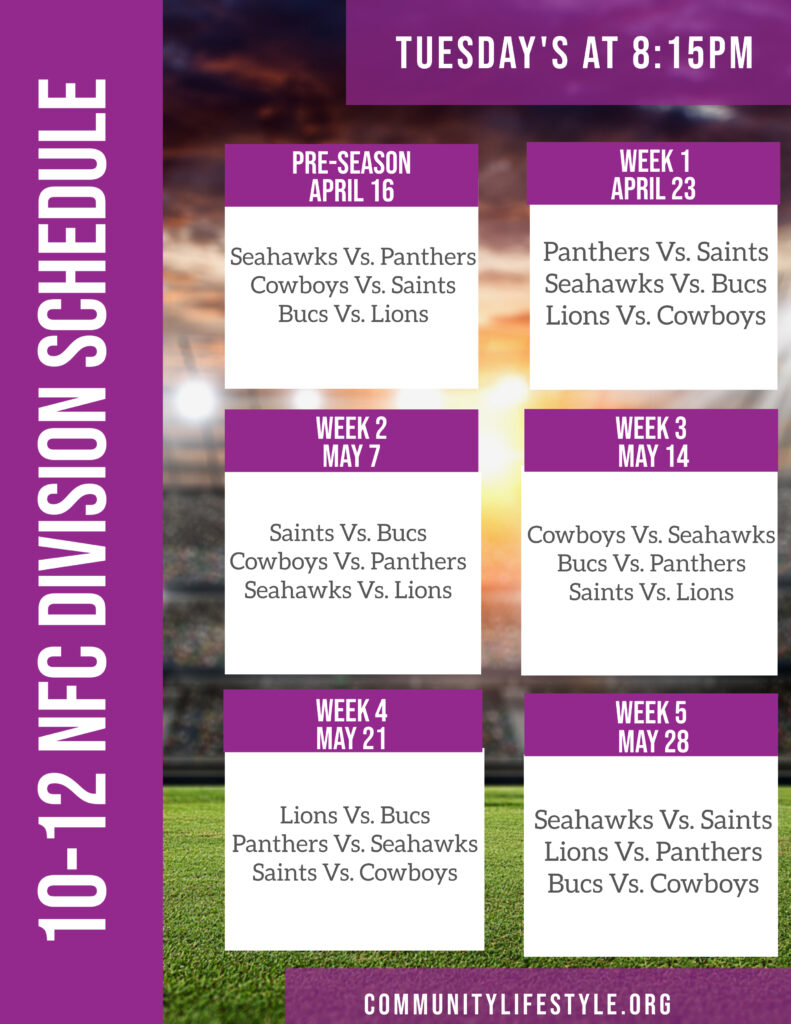 10-12 NFC Division Schedule Flyer